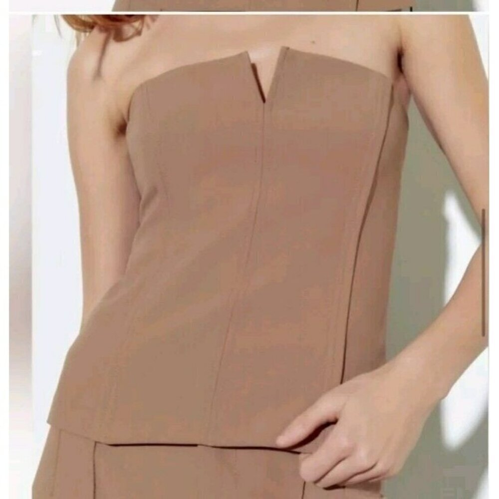 NWT ZARA WOMEN'S SEAMED BUSTIER TOP Brown SIZE XS 2935/948